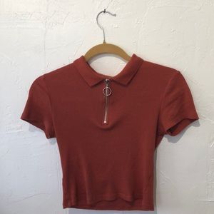 Burnt orange ME to WE Zip up colored shirt